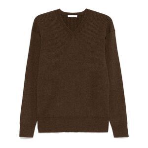 THE ROW Men's V-Neck Ribbed Knit Sweater Men BROWN Sweaters & Cardigans